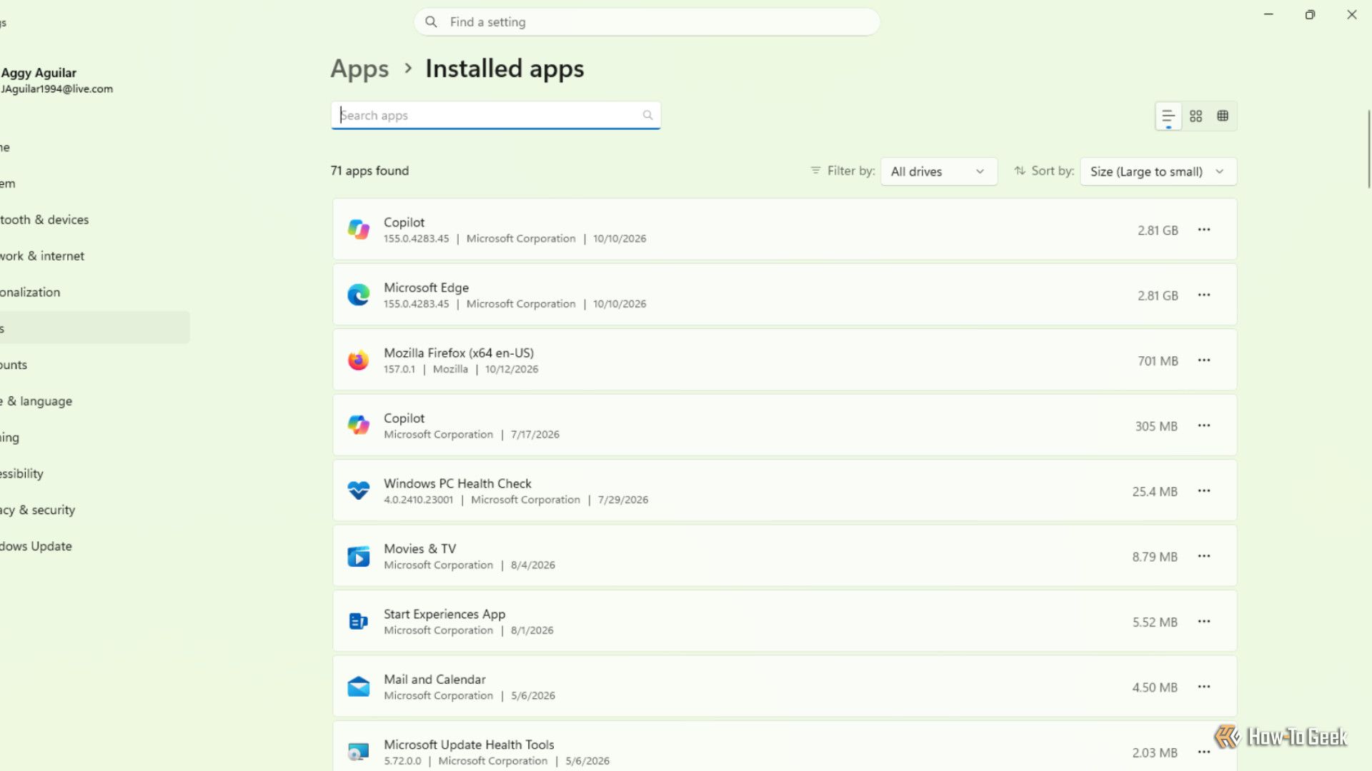 A user going to Windows 11 Settings and then going to Apps and then Installed Apps.