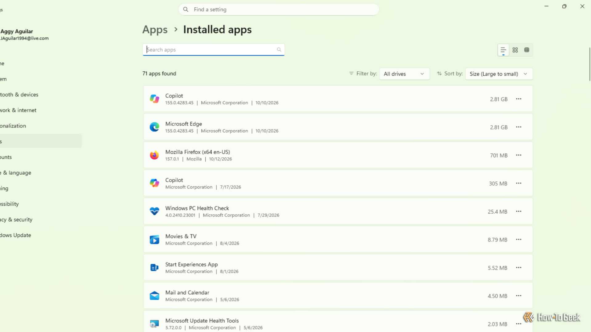 A user going to Windows 11 Settings and then going to Apps and then Installed Apps.