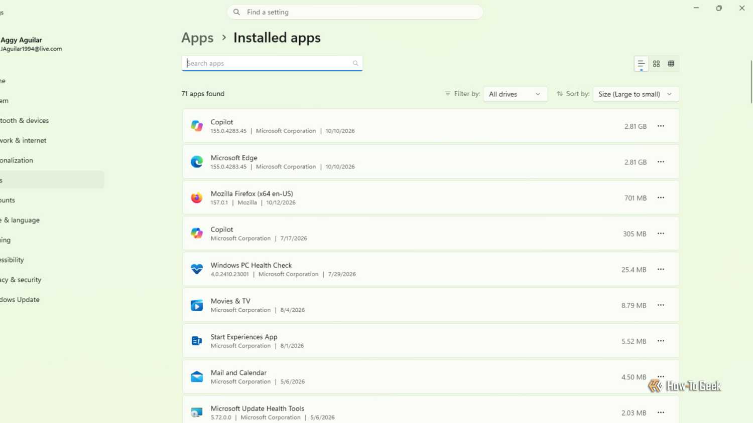 A user going to Windows 11 Settings and then going to Apps and then Installed Apps.