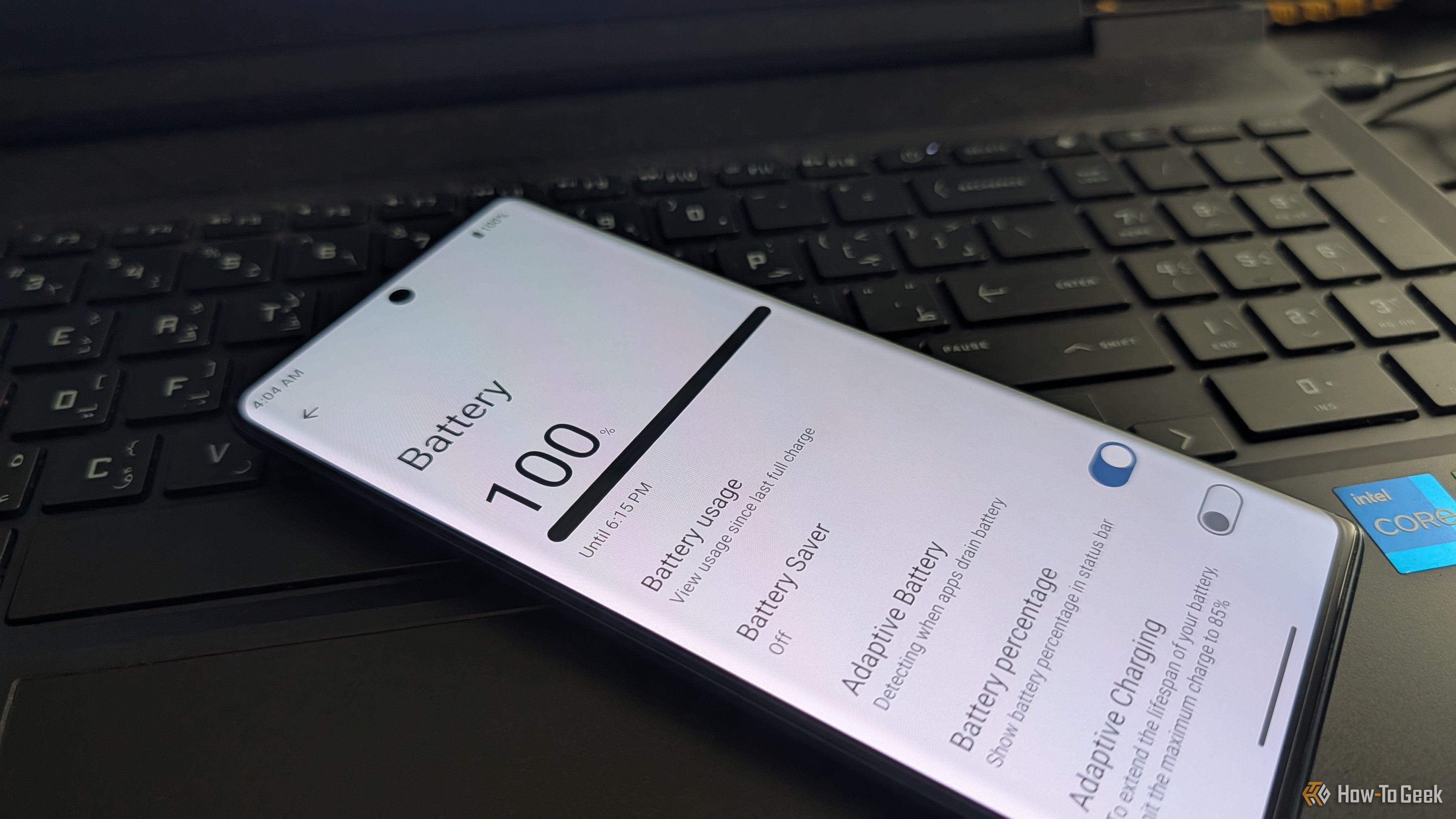 Detailed battery settings on an Android 15 phone.