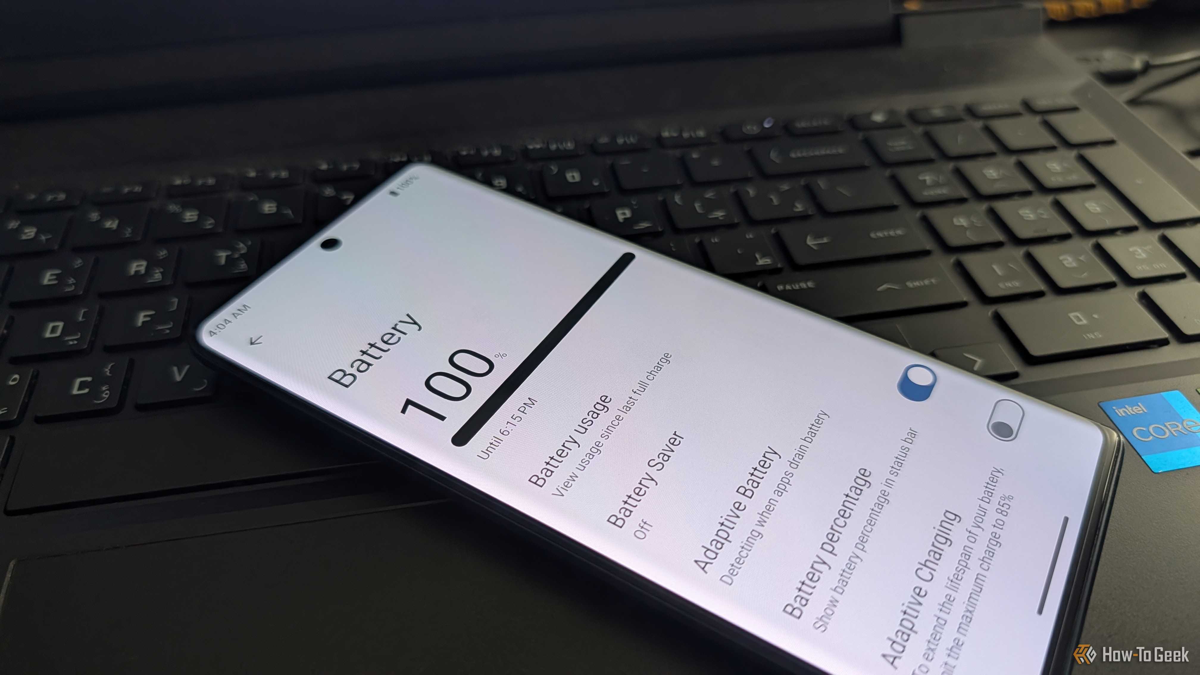 Detailed battery settings on an Android 15 phone.