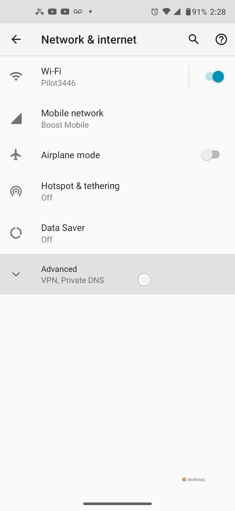 Поиск настроек частного DNS-сервера в Android