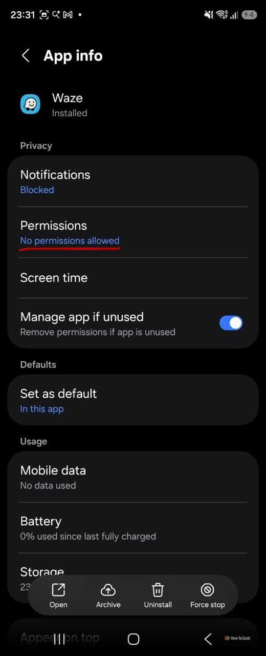 App info Waze