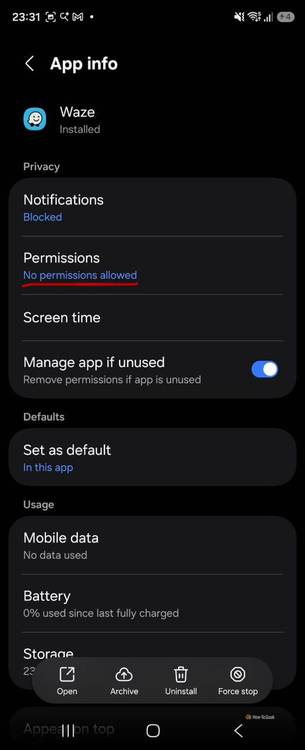 App info Waze