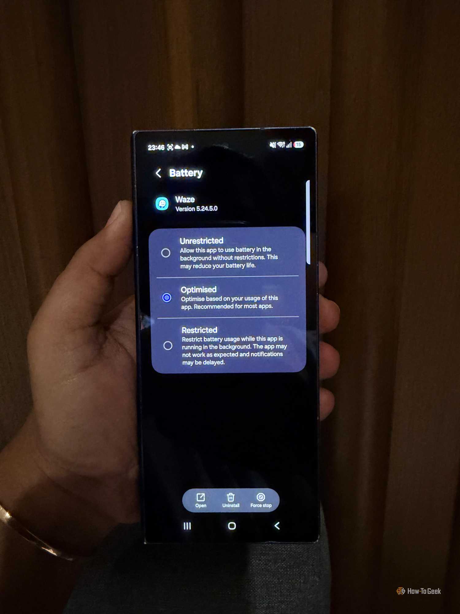 Battery option in Waze