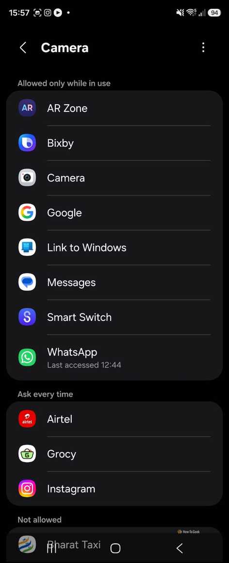 Camera permissions