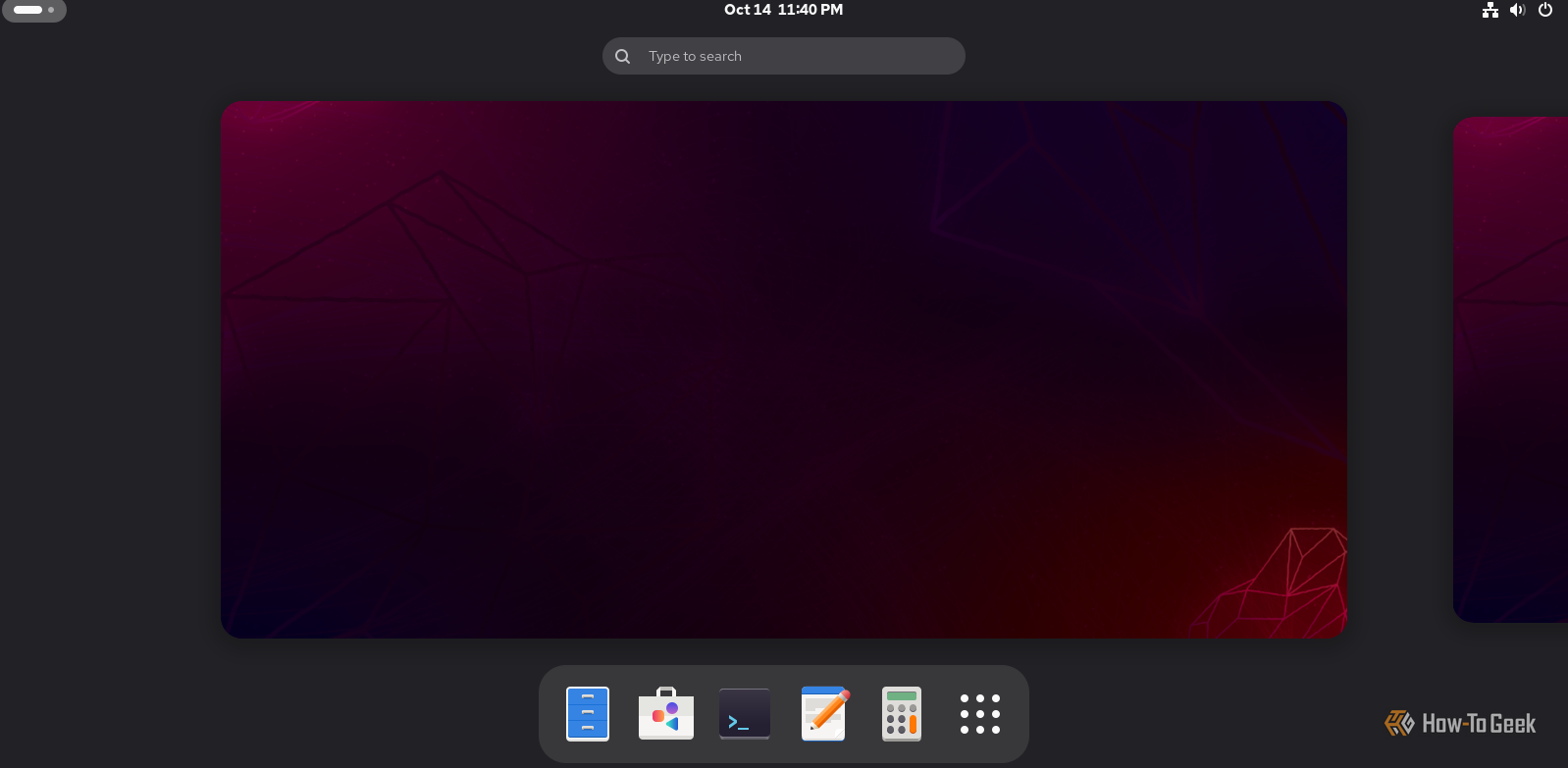 A screenshot of Rocky Linux's desktops view.