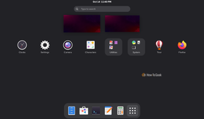 A screenshot of Rocky Linux's app panel.