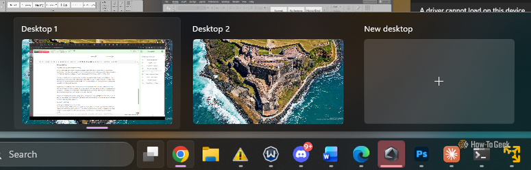 A screenshot of Windows' Private Desktop feature.