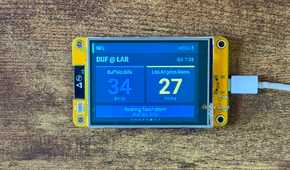 Cheap Yellow Display NFL scoreboard showing Buffalo Bills leading Los Angeles Rams 34 27 late in the fourth quarter after a Rushing Touchdown.