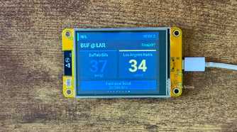 Cheap Yellow Display NFL scoreboard showing the Buffalo Bills beating the Los Angeles Rams 37 34 in overtime with a Field Goal Good alert.