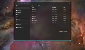 COSMIC Files file manager open on the Home folder.