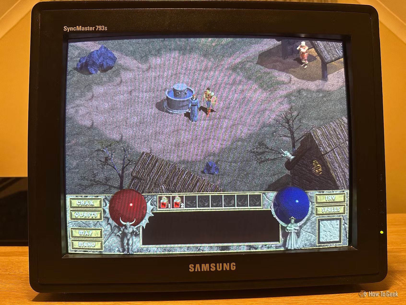 Оригинальная игра Diablo на CRT-мониторе