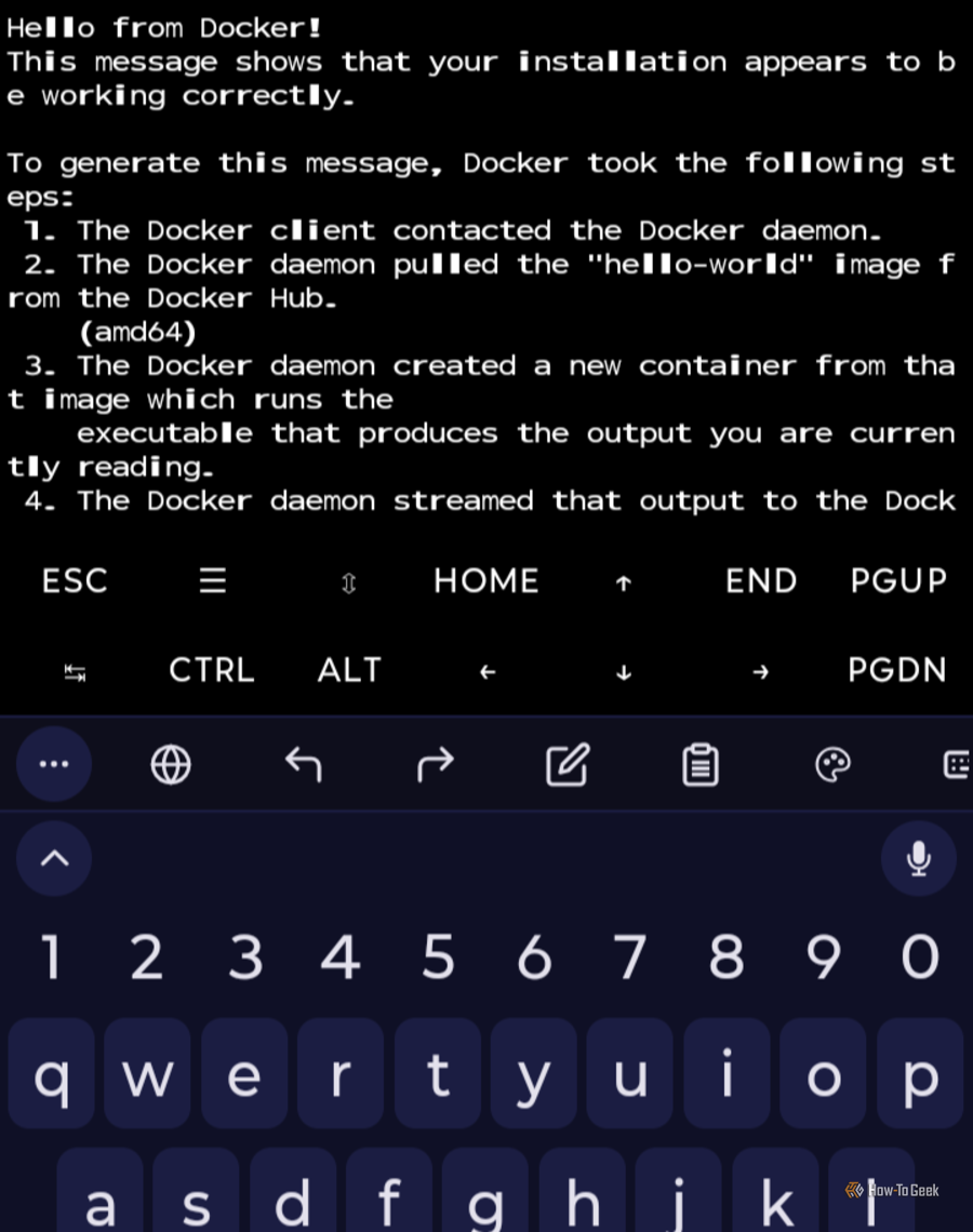 Успешная установка Docker на Android