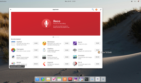 elementary AppCenter home page with a featured Reco banner and Recently Updated apps.
