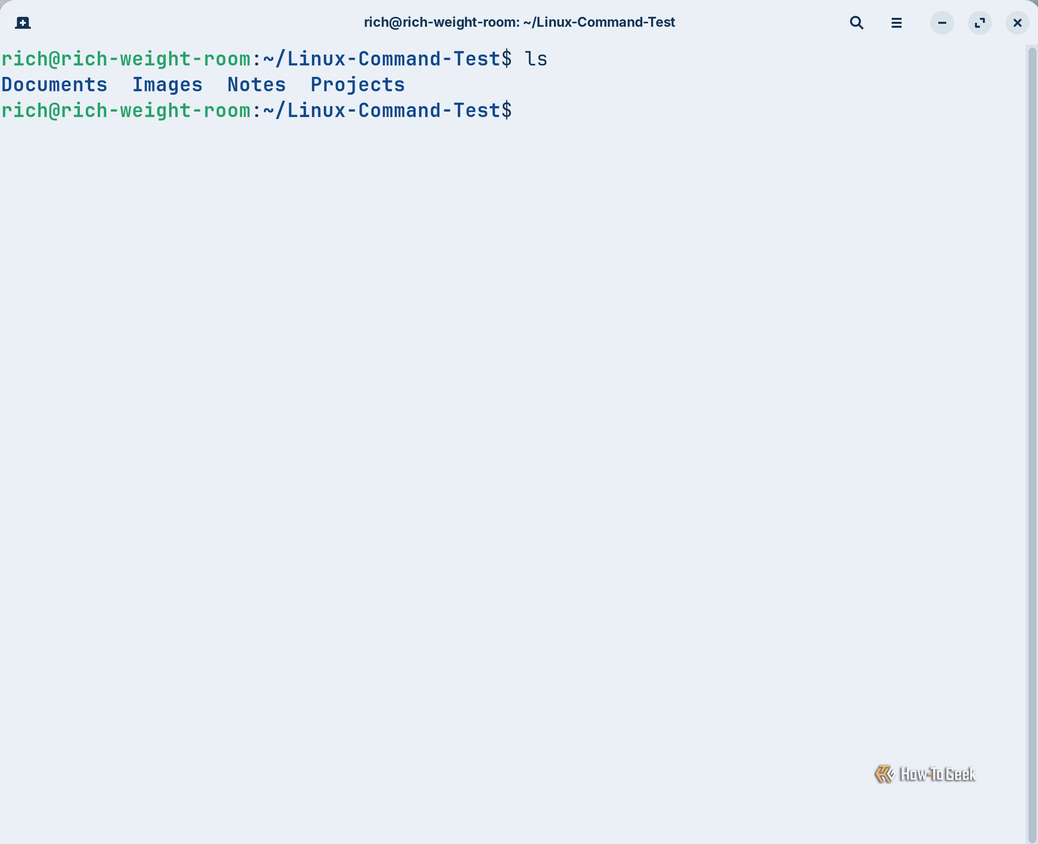 The ls command displays the Documents, Images, Notes, and Projects folders in the Zorin OS terminal.
