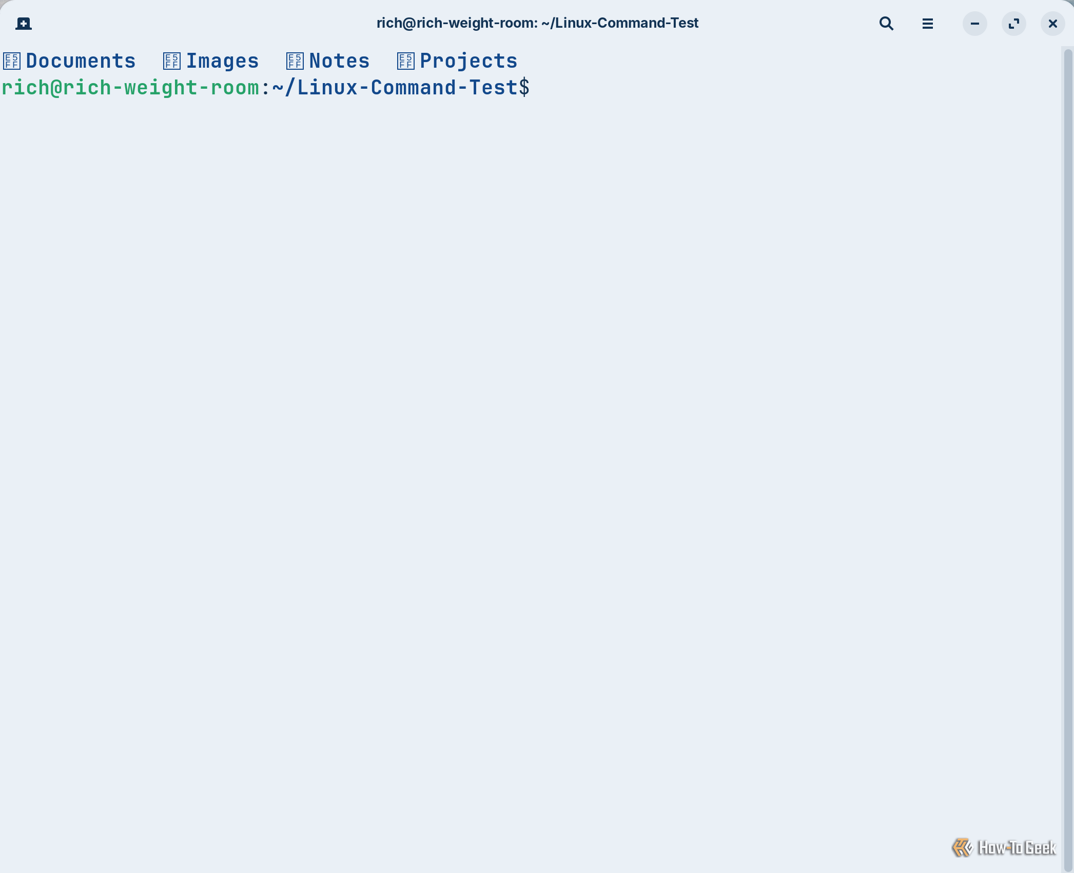 The Eza utility displays four folders with blue names and file-type icon symbols in the Zorin OS terminal.