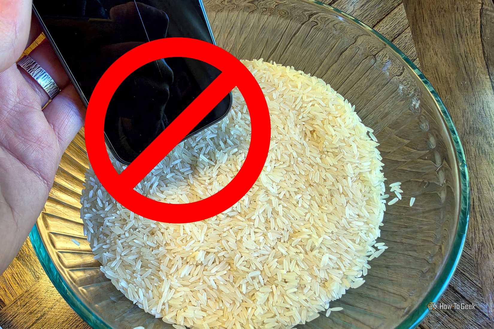 Google Pixel phone in rice 7