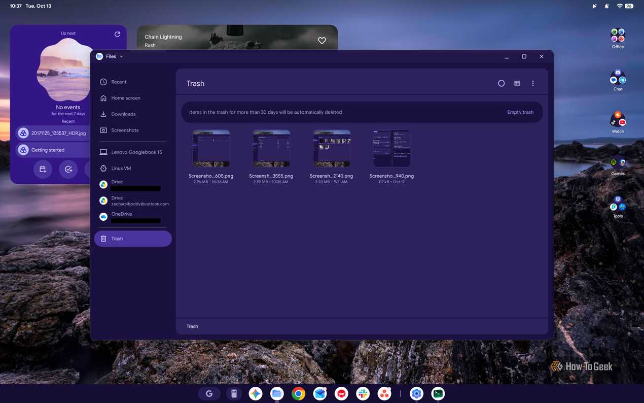 Сетка файлов в Googlebook Files Режим отображения файлов в Googlebook OS