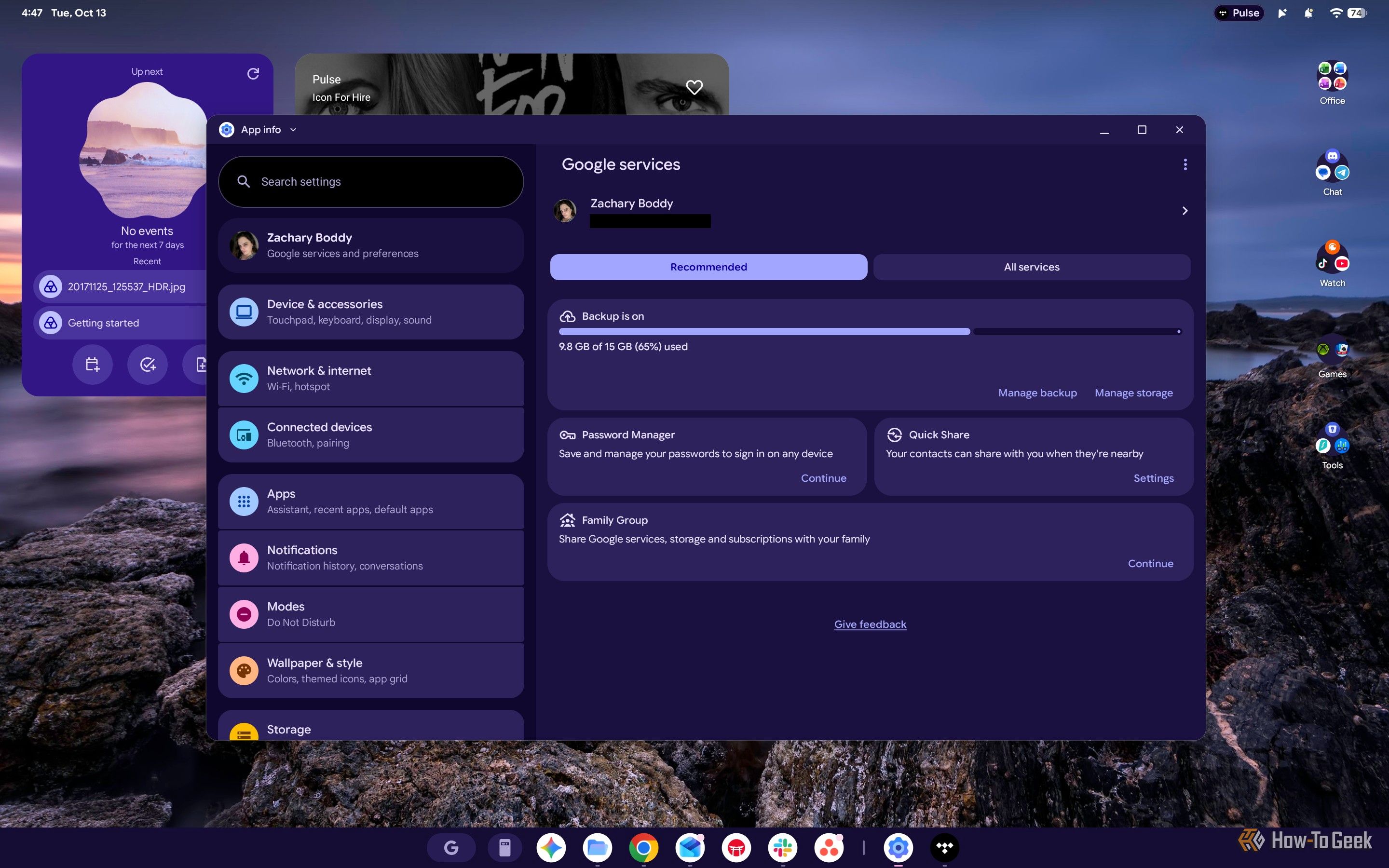 Screenshot of Googlebook OS Settings.