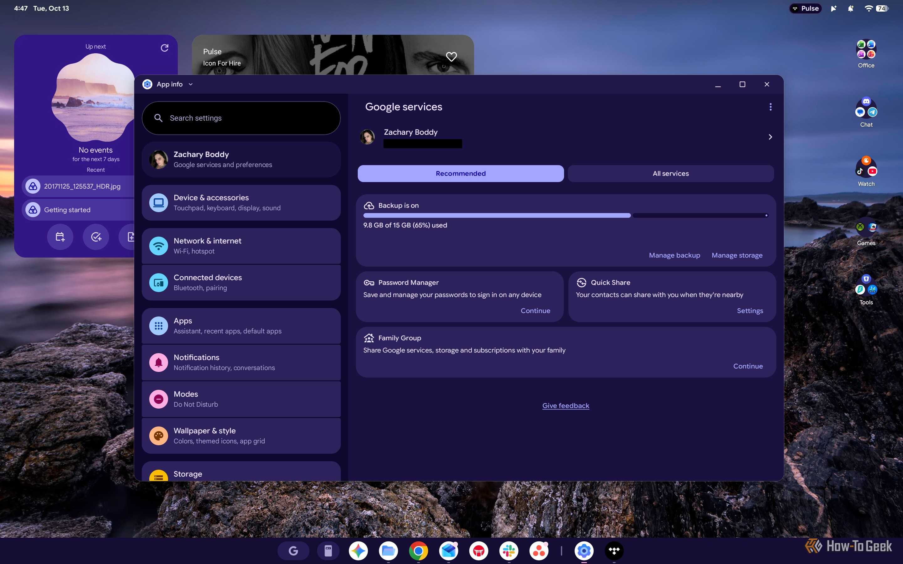 Screenshot of Googlebook OS Settings.