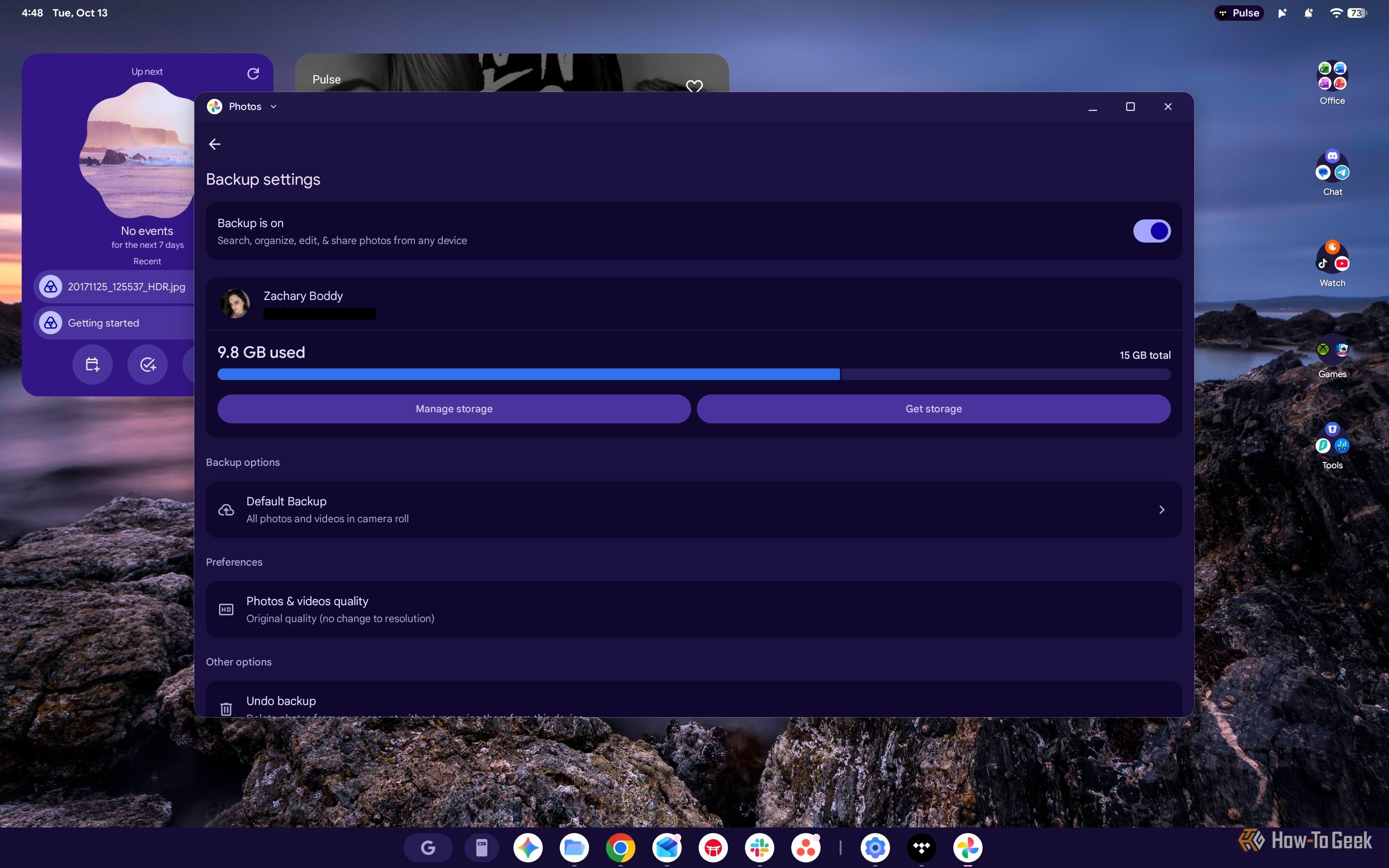 Screenshot of Google Photos Backup Settings.