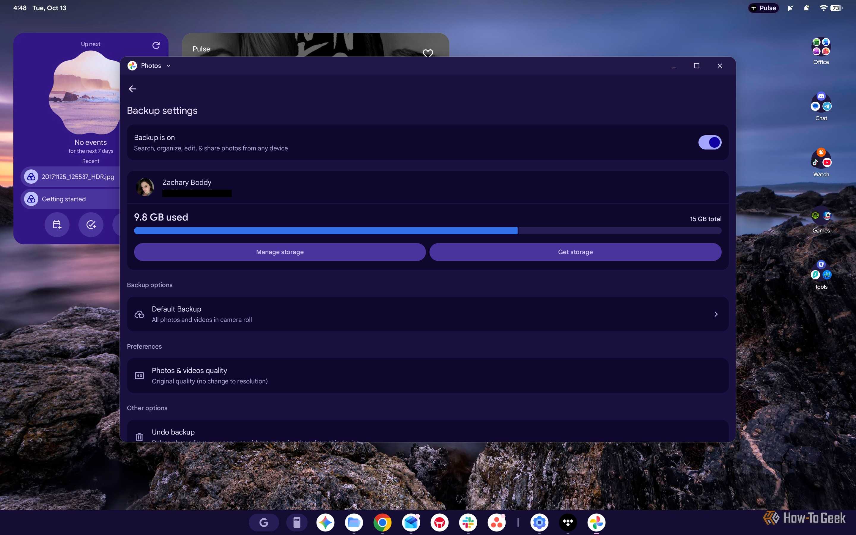 Screenshot of Google Photos Backup Settings.