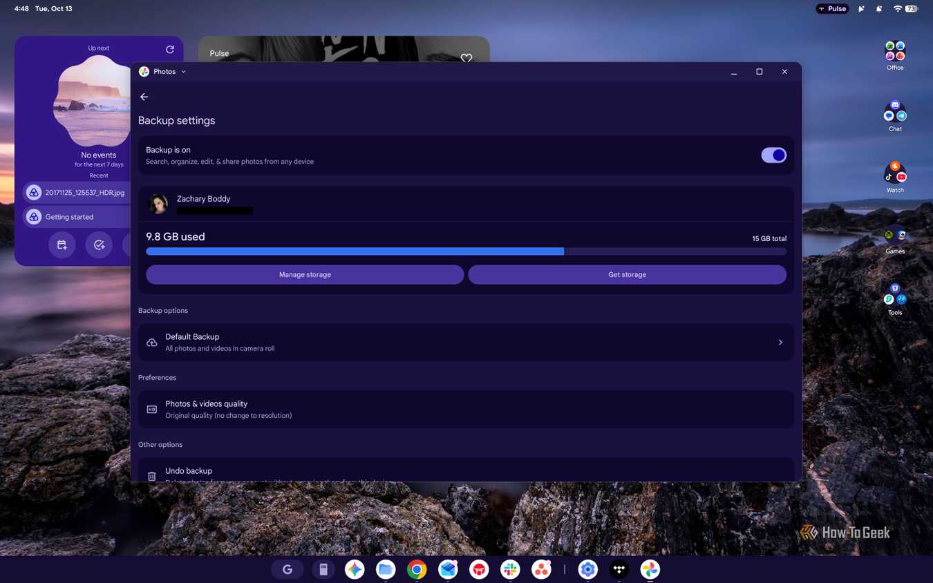 Screenshot of Google Photos Backup Settings.