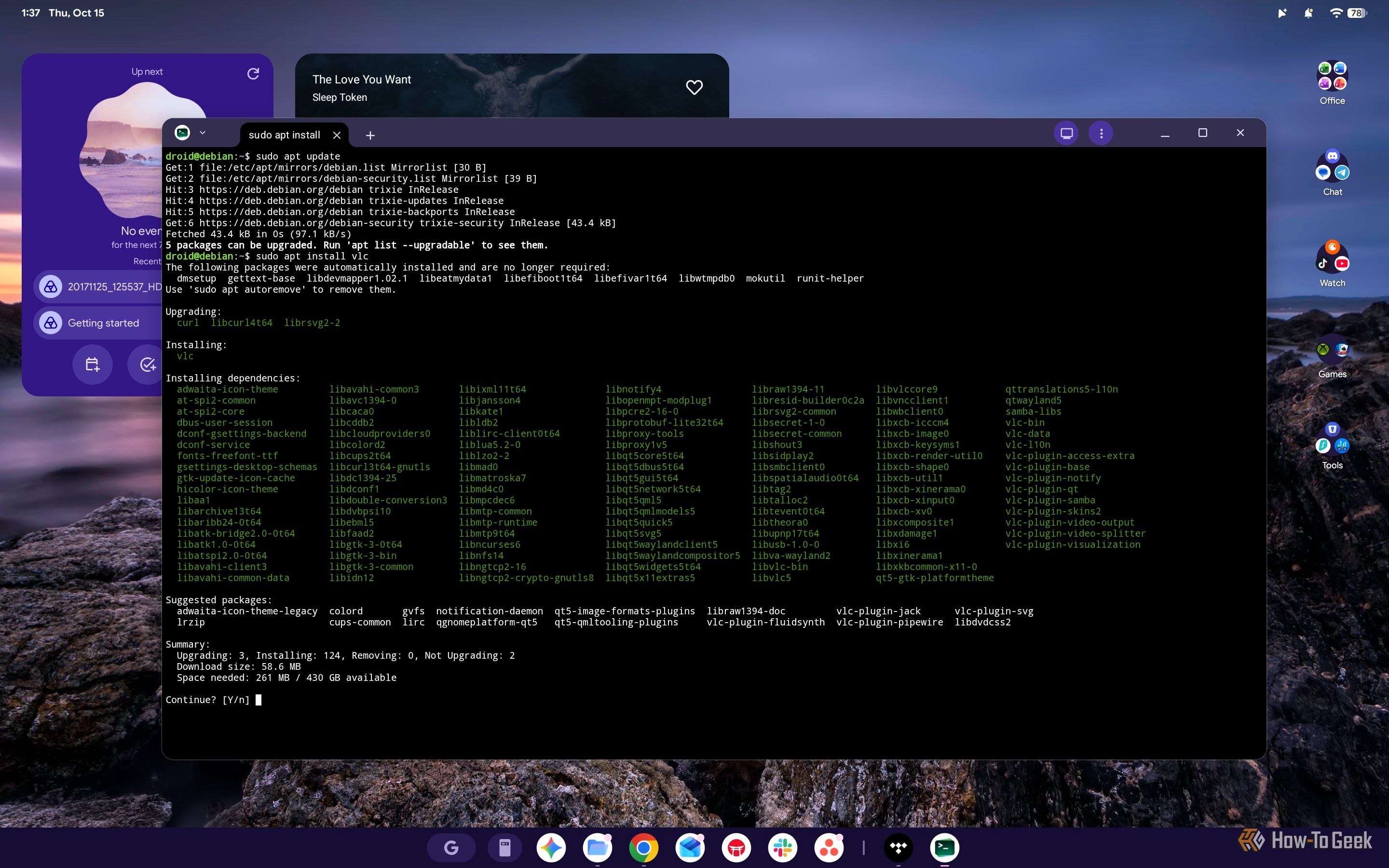 Терминал Linux в операционной системе Googlebook OS