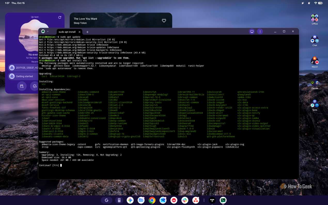 Подсистема Linux на Googlebook Терминал Linux в операционной системе Googlebook OS