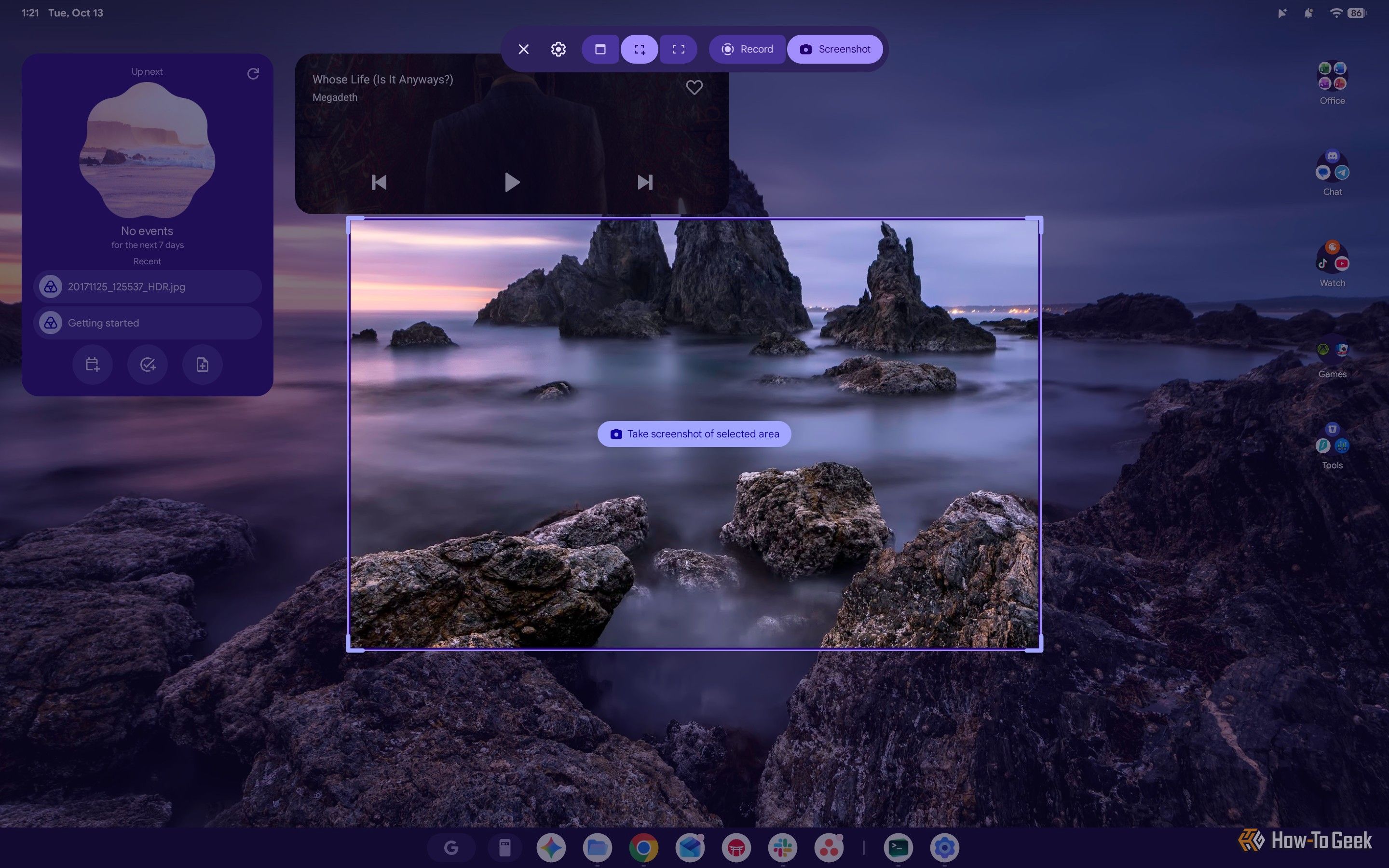 Screenshot of Googlebook OS' Screen Capture tool.