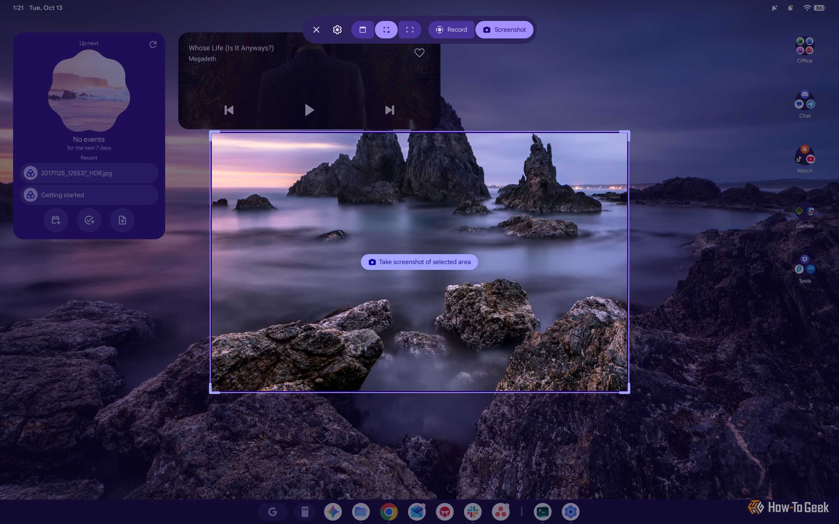 Screenshot of Googlebook OS' Screen Capture tool.