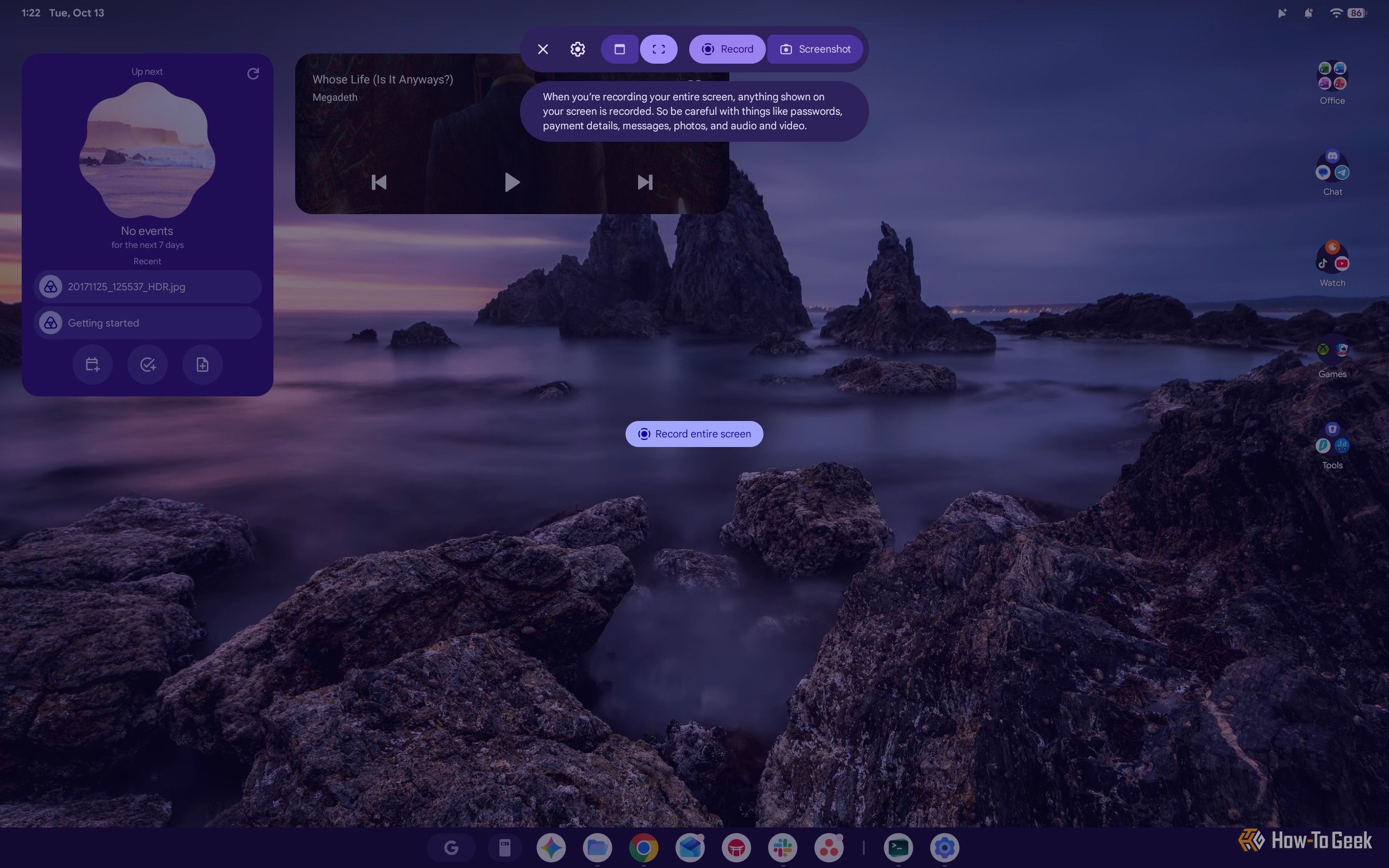 Screenshot of Googlebook OS' Screen Capture tool.