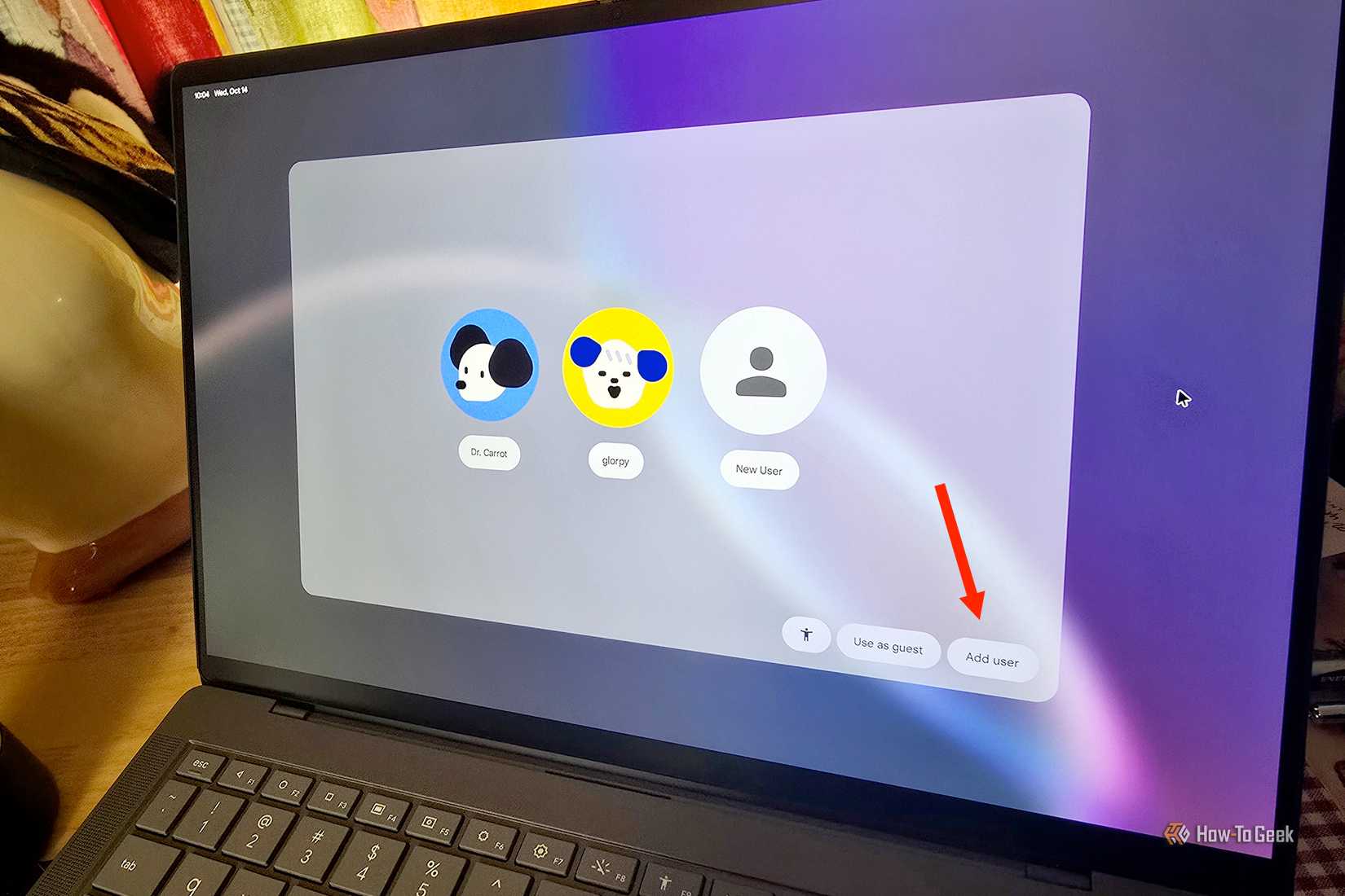 GoogleBookOS login page with Add User button highlighted.