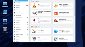KDE Discover software center home page running on Lubuntu LXQt.