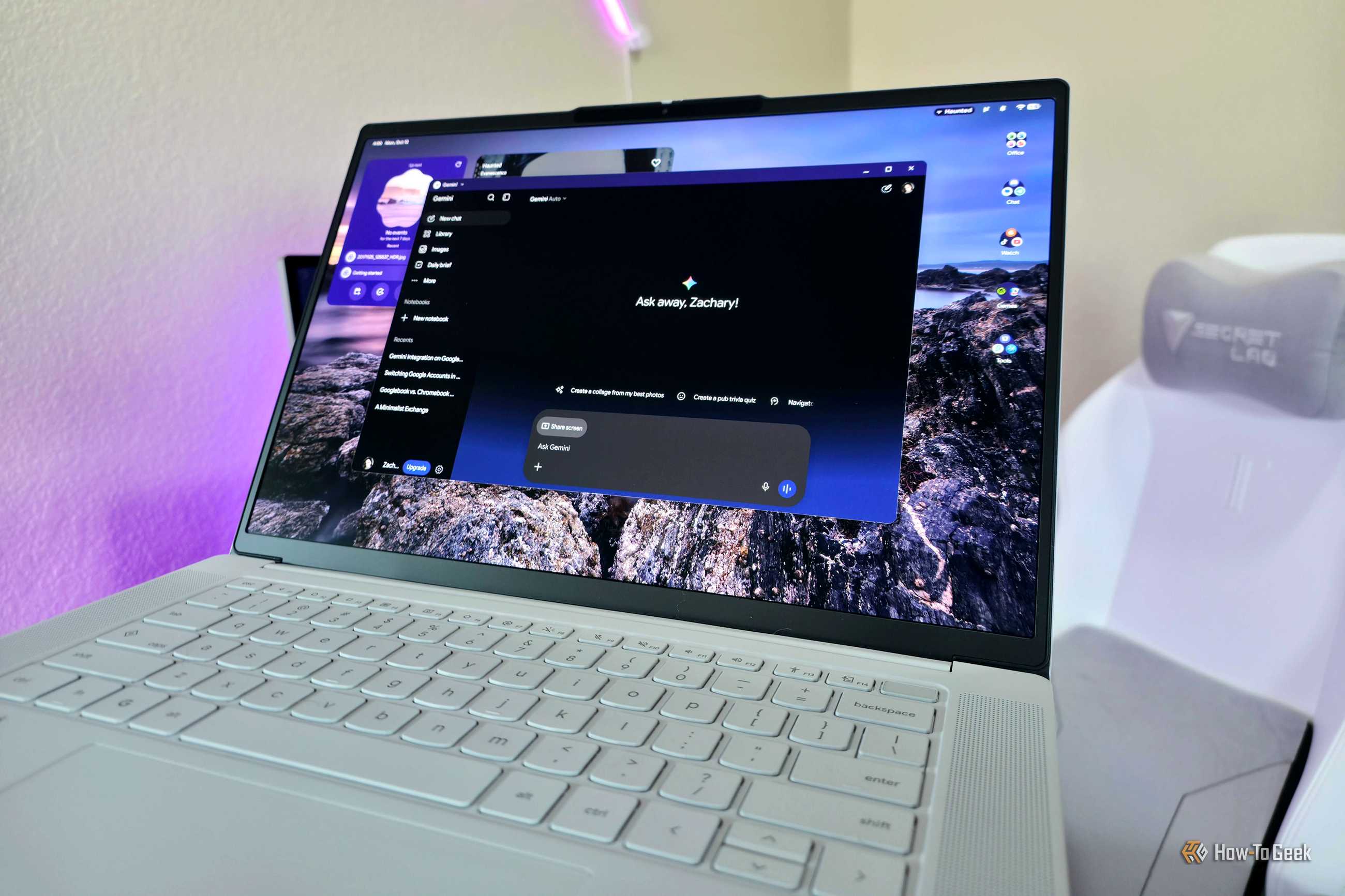 Image of the Lenovo Googlebook 15 showing the Gemini app.