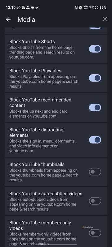 Управление медиа в Brave Элементы управления медиа в браузере Brave на Android