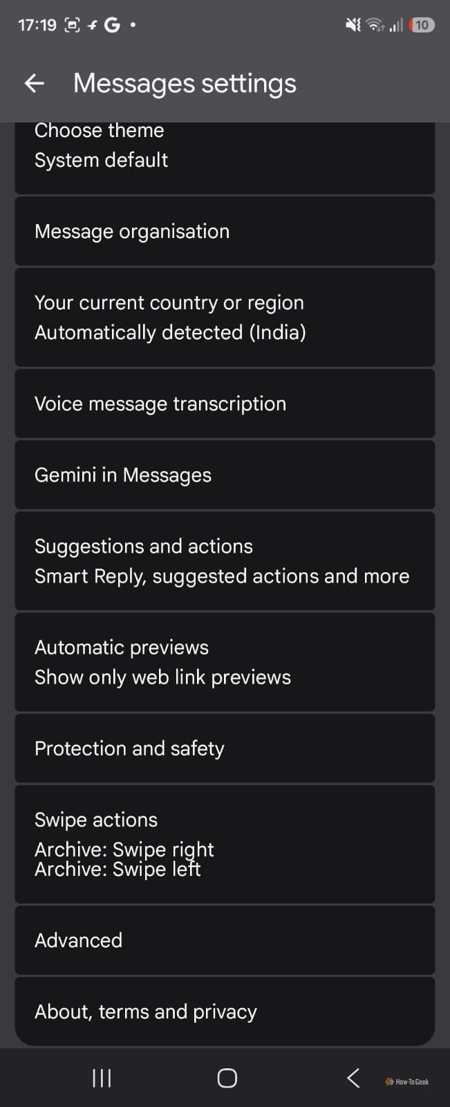 Message settings in Google Messages