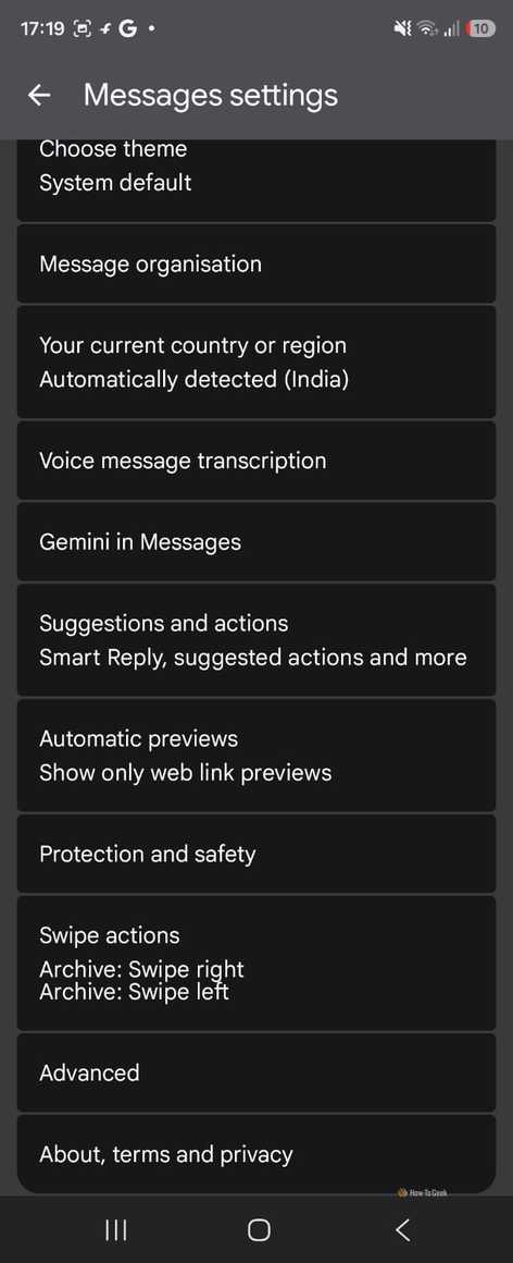 Message settings in Google Messages