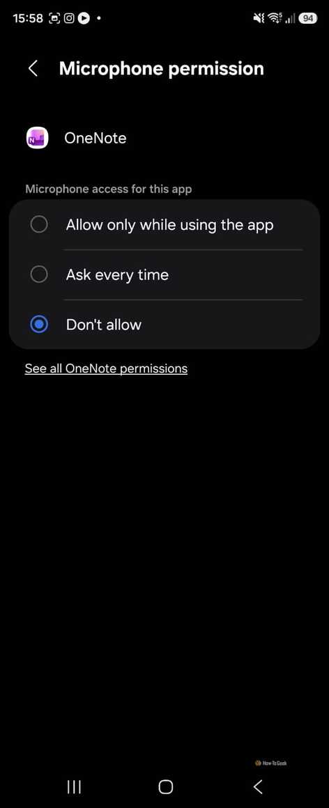 Microphone permissions onenote