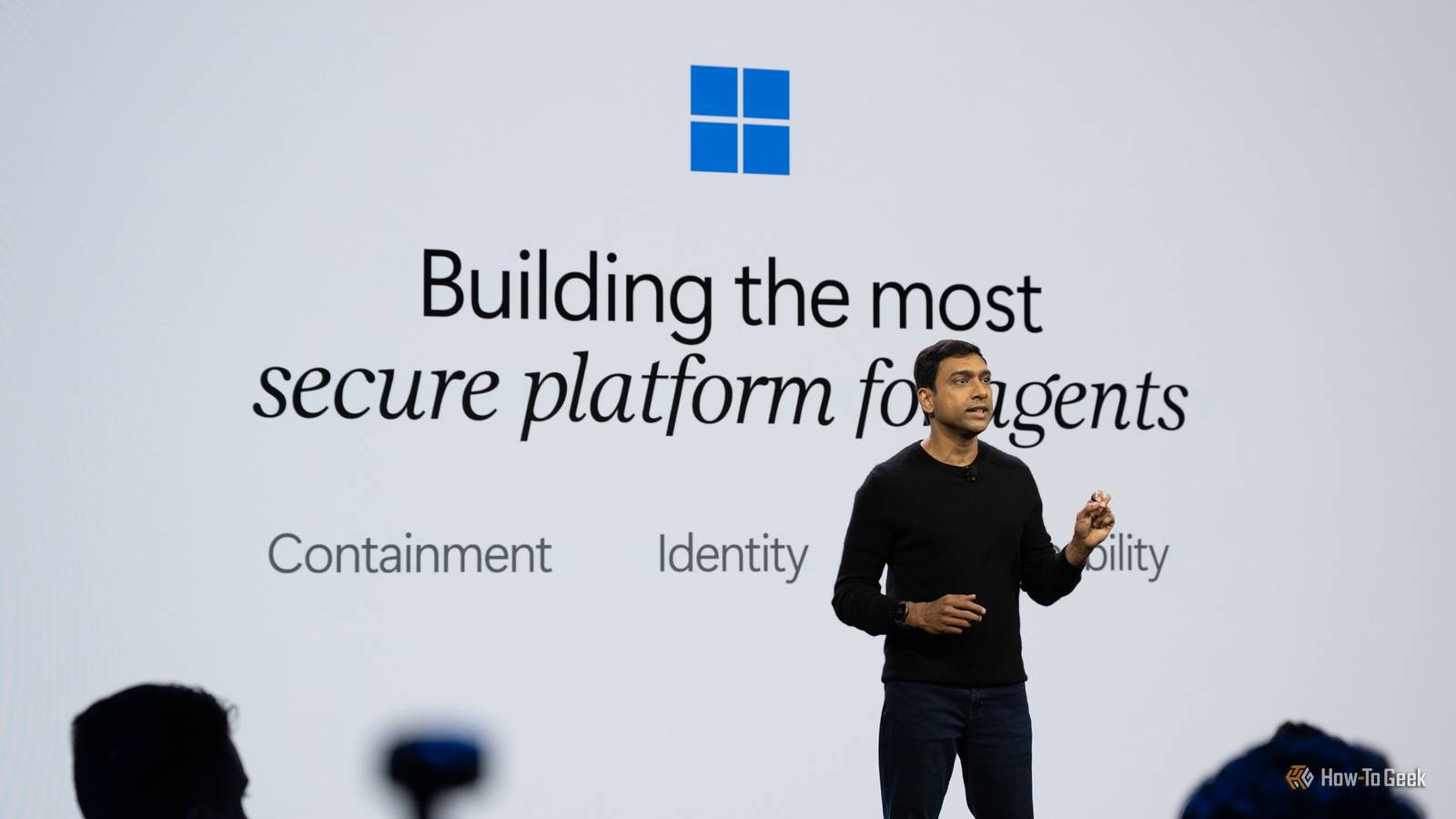 Pavan Pavuluri speaking about securing AI agents on Windows.