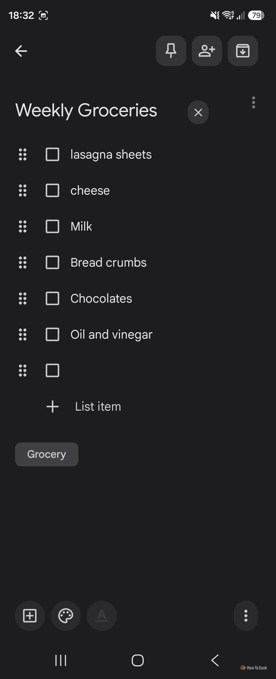 New list in Keep