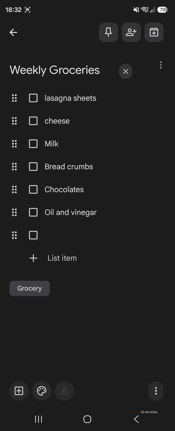 New list in Keep