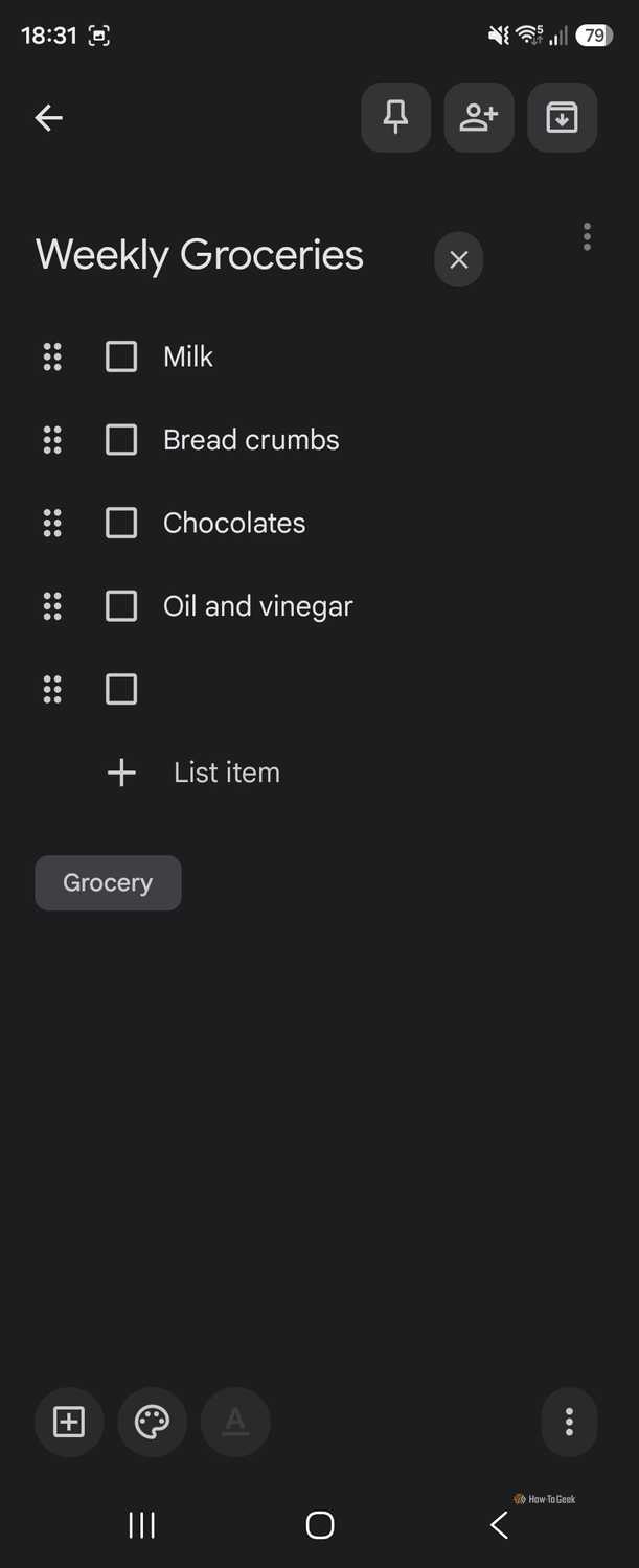 Old list in Keep