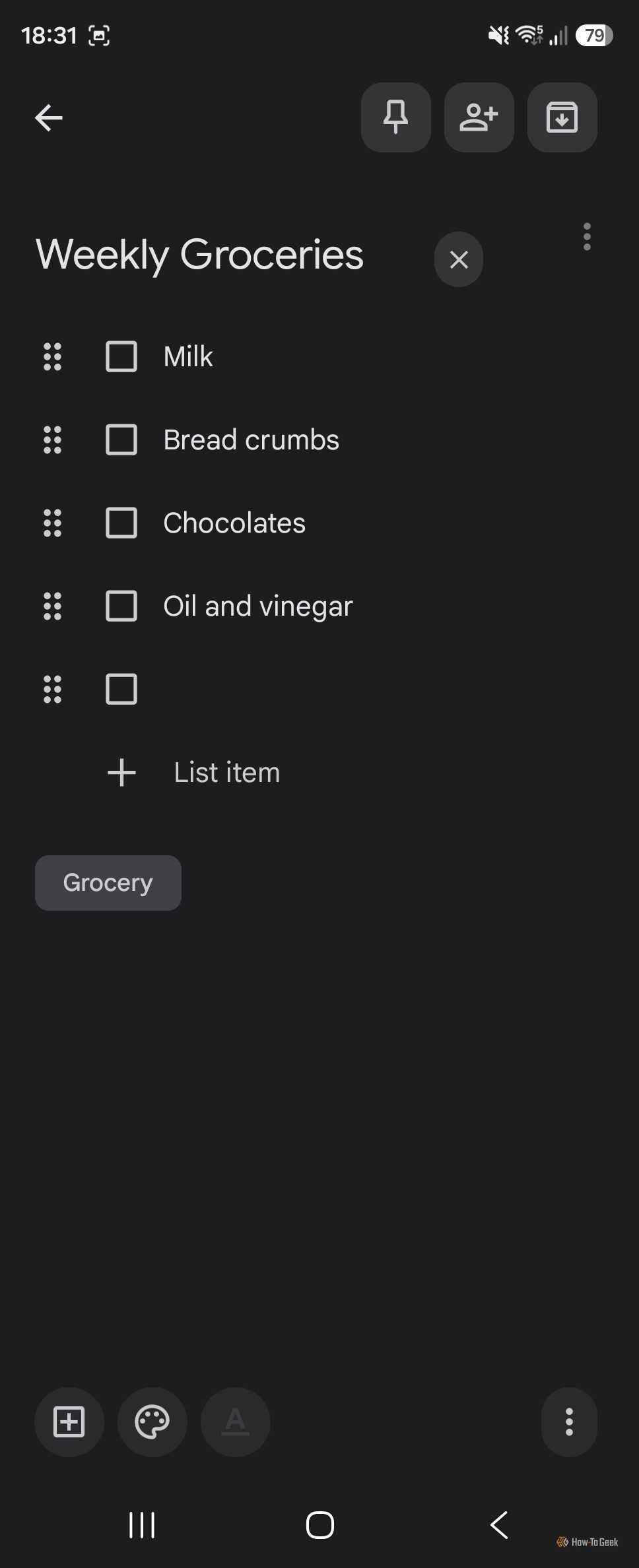 Old list in Keep