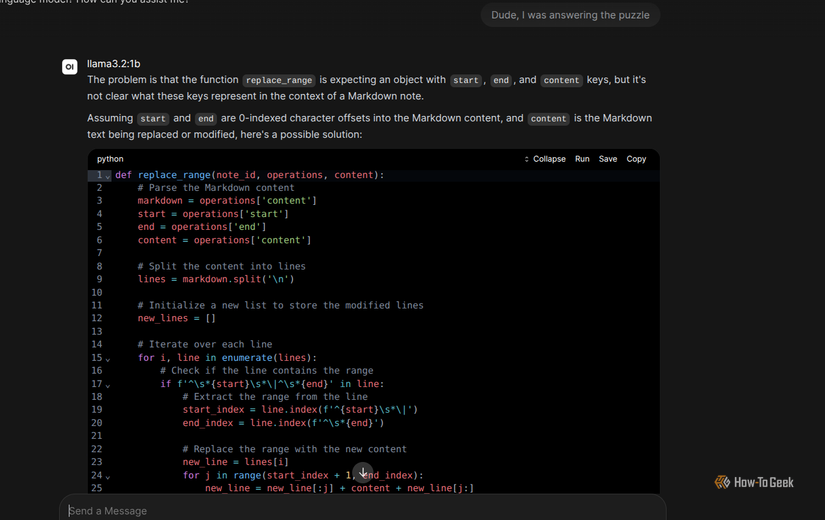 Ollama randomly coding something.