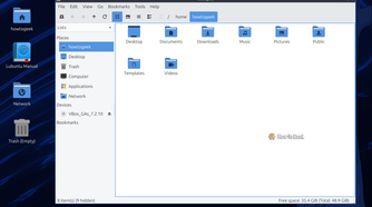 PCManFM-Qt file manager on LXQt open on the howtogeek home folder.