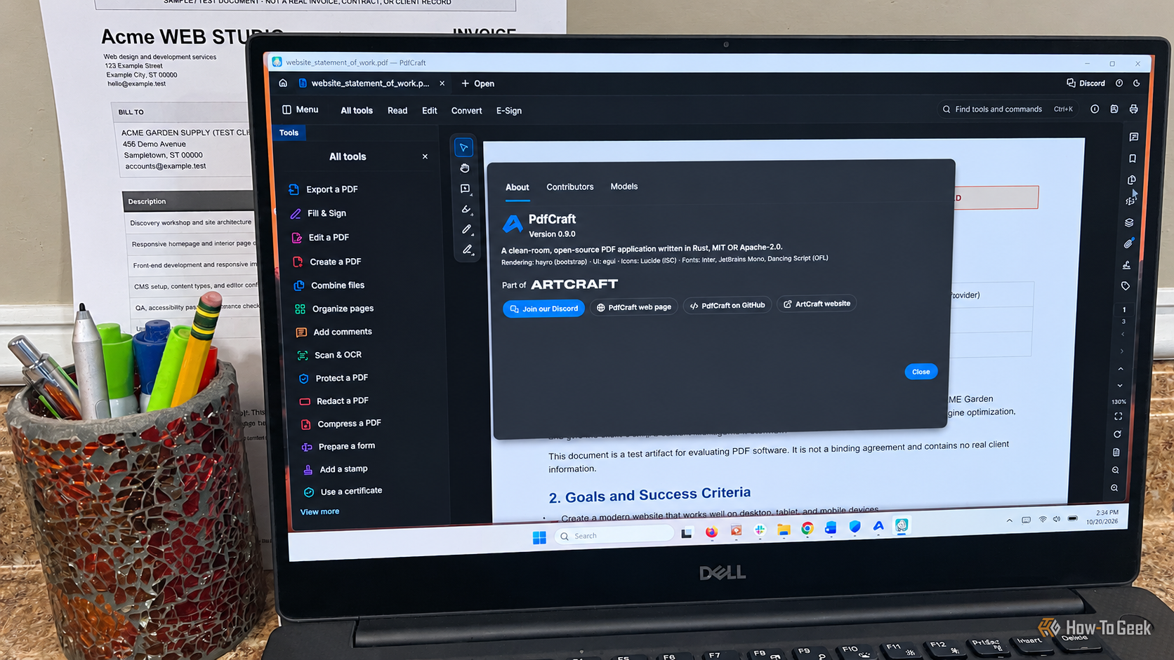 Adobe Acrobat costs money. PdfCraft does most of the same everyday work for free