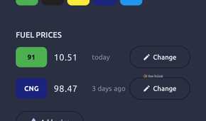 Petrol rates in Fuelio