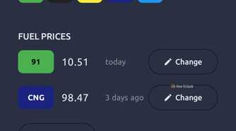 Petrol rates in Fuelio